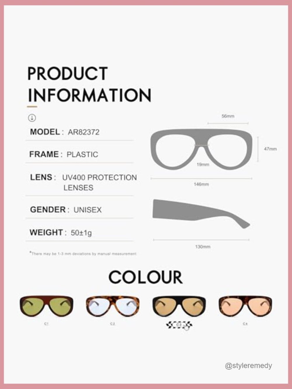 Plastic Retro Aviator Sunglasses with UV Protection Wrap Around Style - Picture 5 of 5